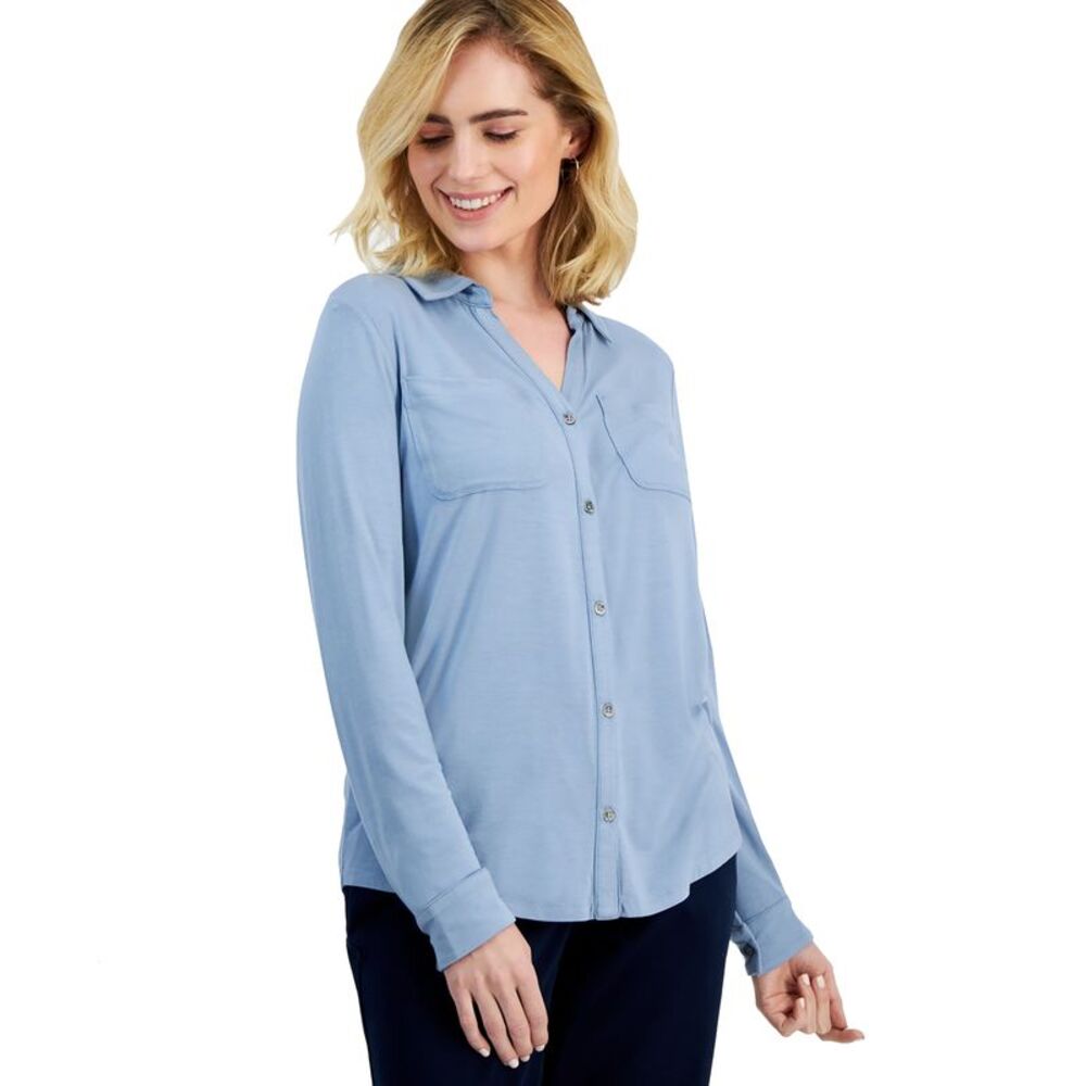 Style & Co. Women's Button-Down Knit Shirt